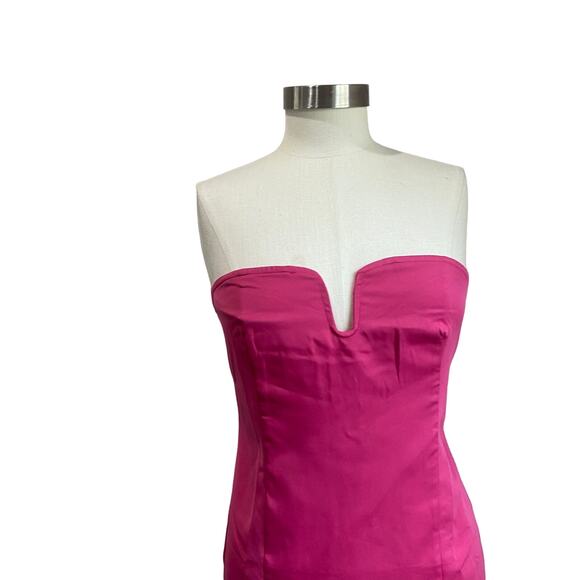 Lulus Glamorous Times Hot Pink Strapless Bodycon Mini Dress Size L NWT - Picture 2 of 10